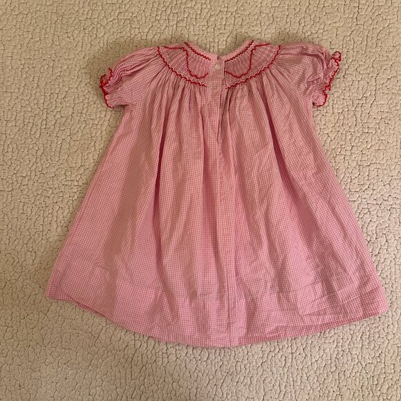 Pink and Red Heart Embroidered Kids Dress - Picture 4 of 4